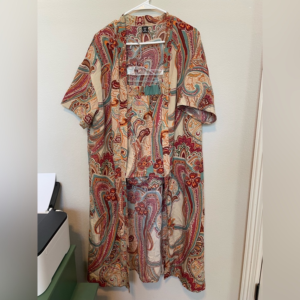 SHEIN Curve Paisley Kimono and short set.